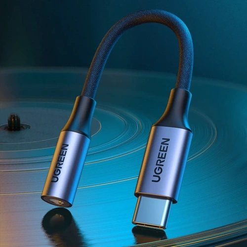Adapter audio UGREEN AV161 USB-C (męski) / mini jack 3,5 mm (żeński) 10cm szary