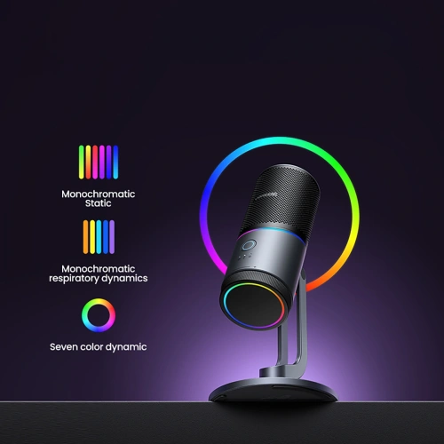 Mikrofon na biurko UGREEN CM769 USB-A RGB LED srebrny