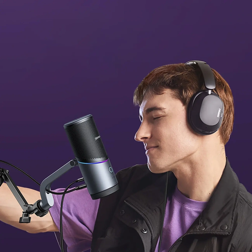 Mikrofon na biurko UGREEN CM769 USB-A RGB LED srebrny