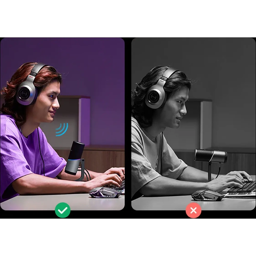 Mikrofon na biurko UGREEN CM769 USB-A RGB LED srebrny