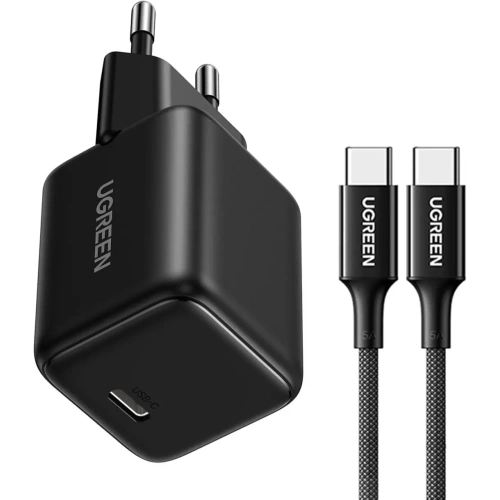 Ładowarka sieciowa UGREEN X513 30W GaN USB-C + kabel USB-C 1m czarna