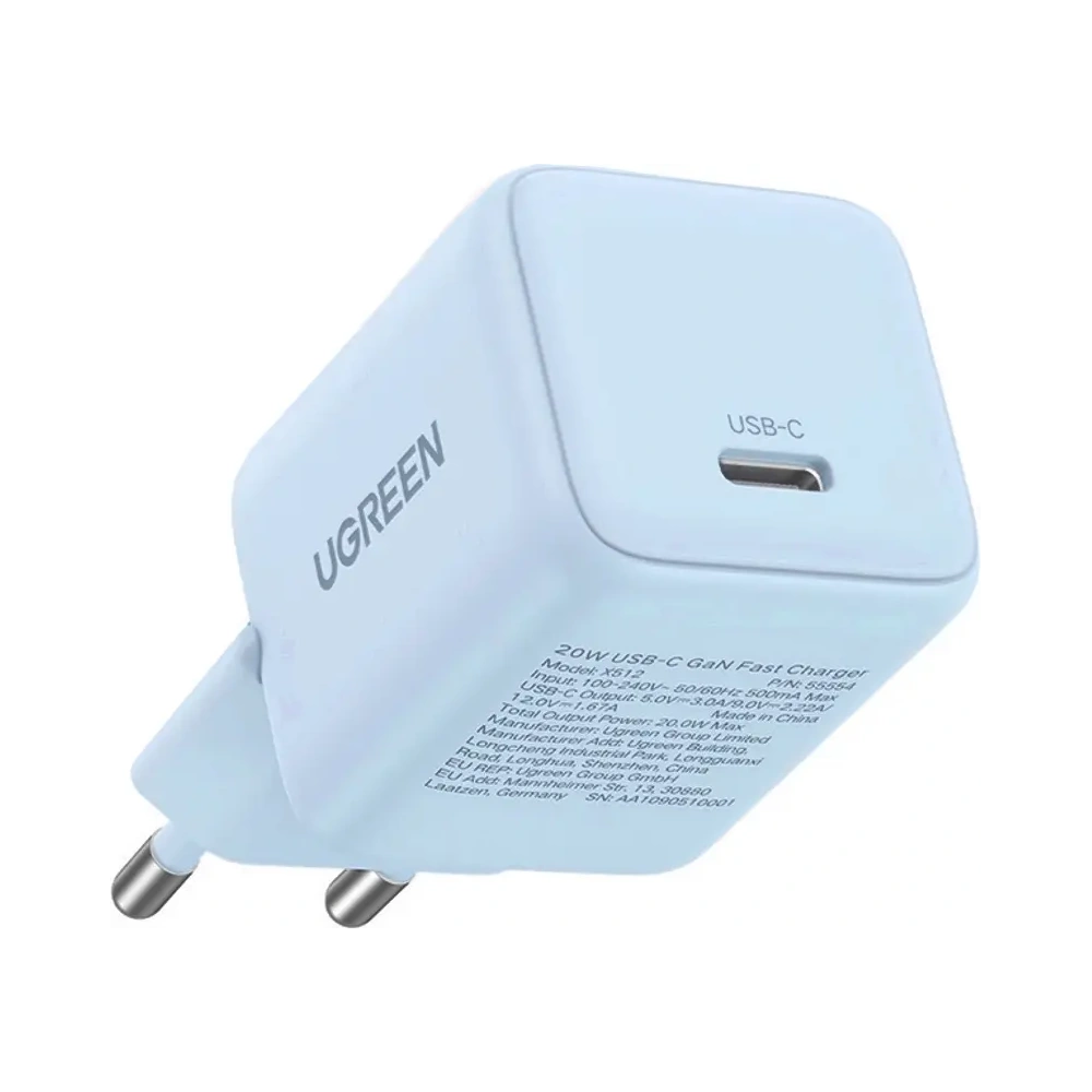 Ładowarka sieciowa UGREEN X512 20W GaN USB-C niebieska