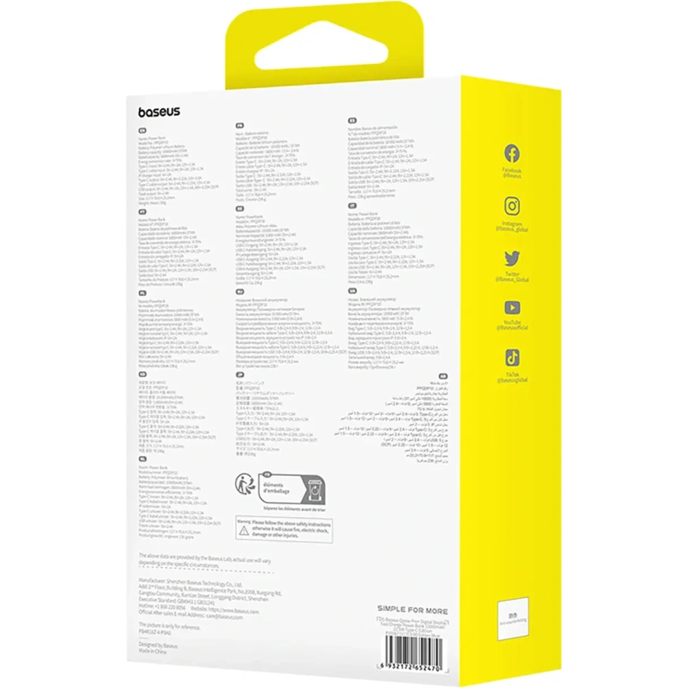 Powerbank Baseus Qpow Pro+ 22.5W 10000mAh USB-C niebieski