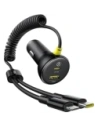 Ładowarka samochodowa Baseus Circular 60W USB-A, USB-C z wbudowanym kablem Lightning, USB-C 1.4m czarna