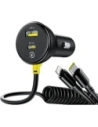 Ładowarka samochodowa Baseus Circular 60W USB-A, USB-C z wbudowanym kablem Lightning, USB-C 1.4m czarna