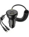 Ładowarka samochodowa Baseus Circular 60W USB-A, USB-C z wbudowanym kablem Lightning, USB-C 1.4m czarna