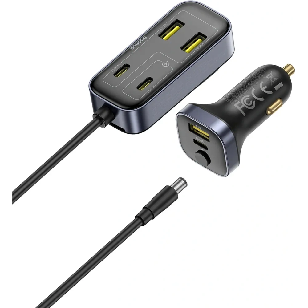Ładowarka samochodowa Baseus BackseatPal L1 110W 3xUSB-A, 3xUSB-C z przedłużaczem 1.5m czarna