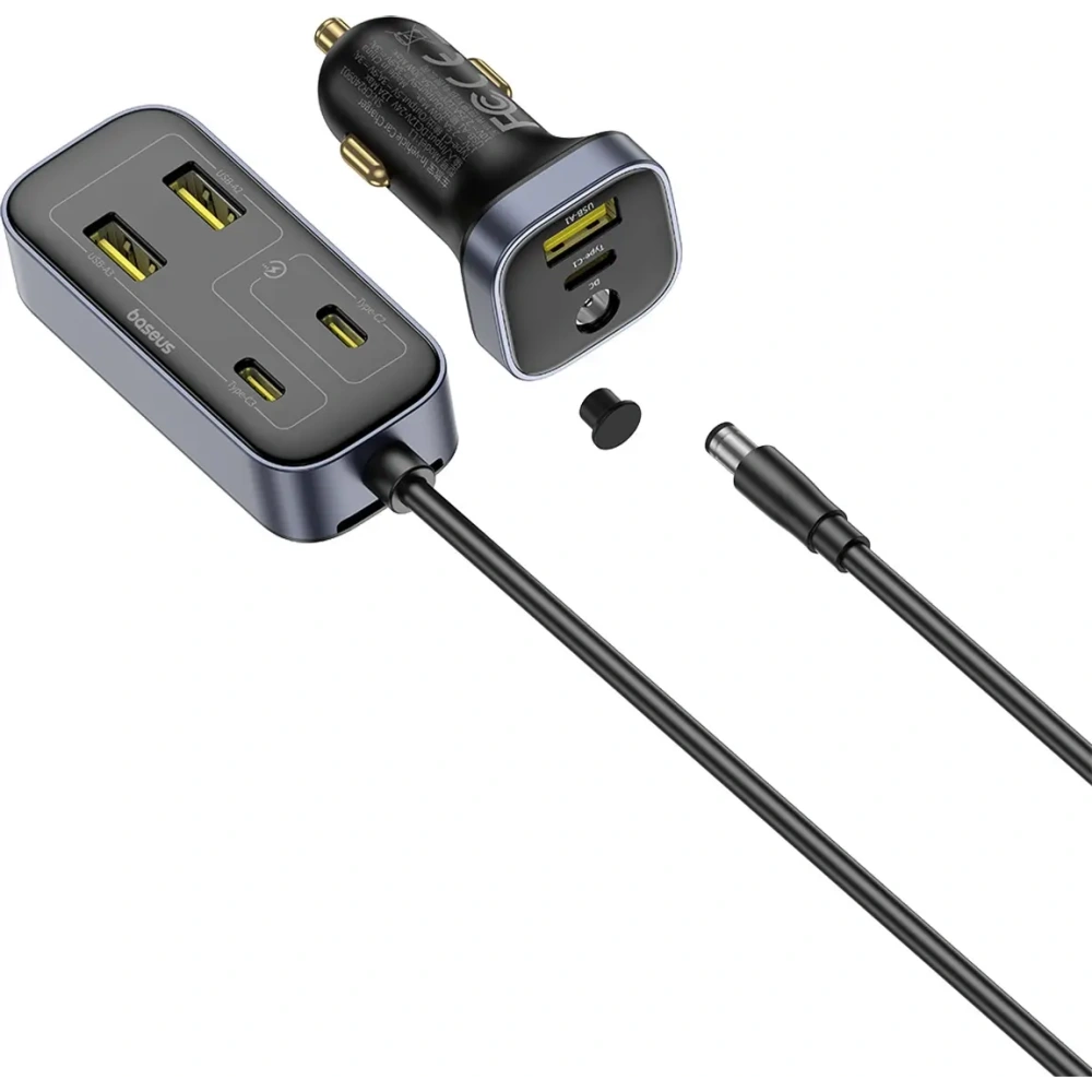 Ładowarka samochodowa Baseus BackseatPal L1 110W 3xUSB-A, 3xUSB-C z przedłużaczem 1.5m czarna