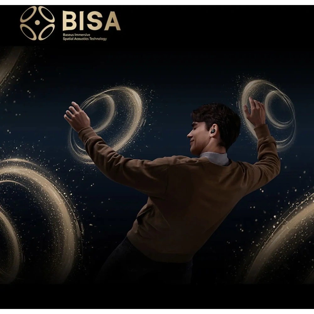 Bezprzewodowe słuchawki dokanałowe Baseus Bowie MA20 Pro TWS ANC IPX6 czarne