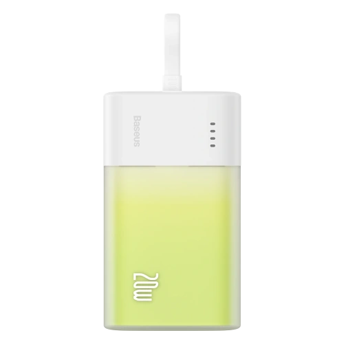 Powerbank Baseus Popsicle 5200mAh 20W z wbudowanym kablem Lightning + kabel Baseus Simple USB-C / USB-C 60W/20V/3A/30cm biało-zielony