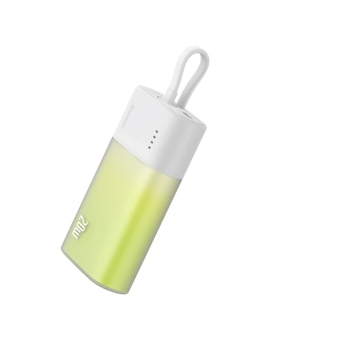 Powerbank Baseus Popsicle 5200mAh 20W z wbudowanym kablem Lightning + kabel Baseus Simple USB-C / USB-C 60W/20V/3A/30cm biało-zielony