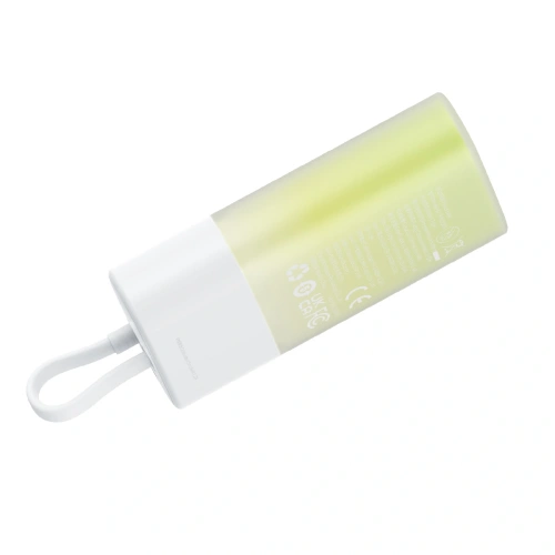 Powerbank Baseus Popsicle 5200mAh 20W z wbudowanym kablem Lightning + kabel Baseus Simple USB-C / USB-C 60W/20V/3A/30cm biało-zielony