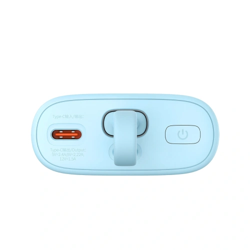 Powerbank Baseus Popsicle 5200mAh 20W z wbudowanym kablem Lightning + kabel Baseus Simple USB-C / USB-C 60W/20V/3A/30cm niebiesko-pomarańczowy