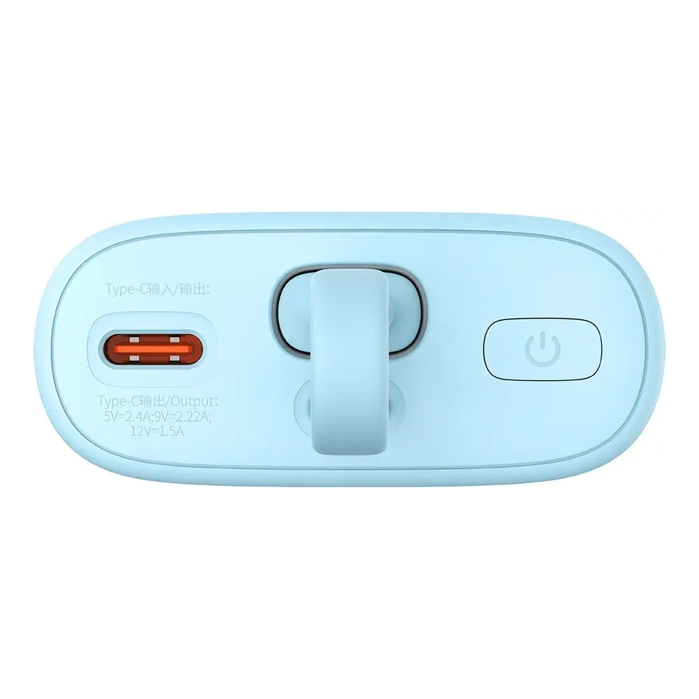 Powerbank Baseus Popsicle 5200mAh 20W z wbudowanym kablem Lightning + kabel Baseus Simple USB-C / USB-C 60W/20V/3A/30cm niebiesko-pomarańczowy