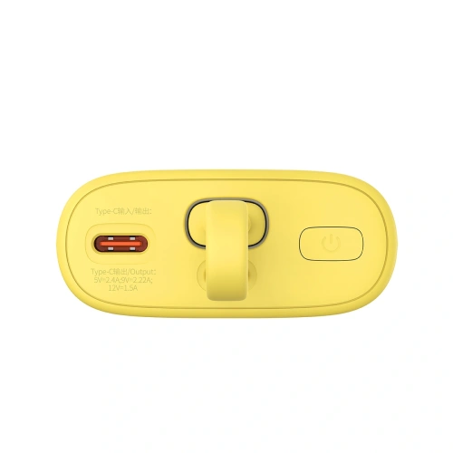 Powerbank Baseus Popsicle 5200mAh 20W z wbudowanym kablem Lightning + kabel Baseus Simple USB-C / USB-C 60W/20V/3A/30cm zółto-różowy