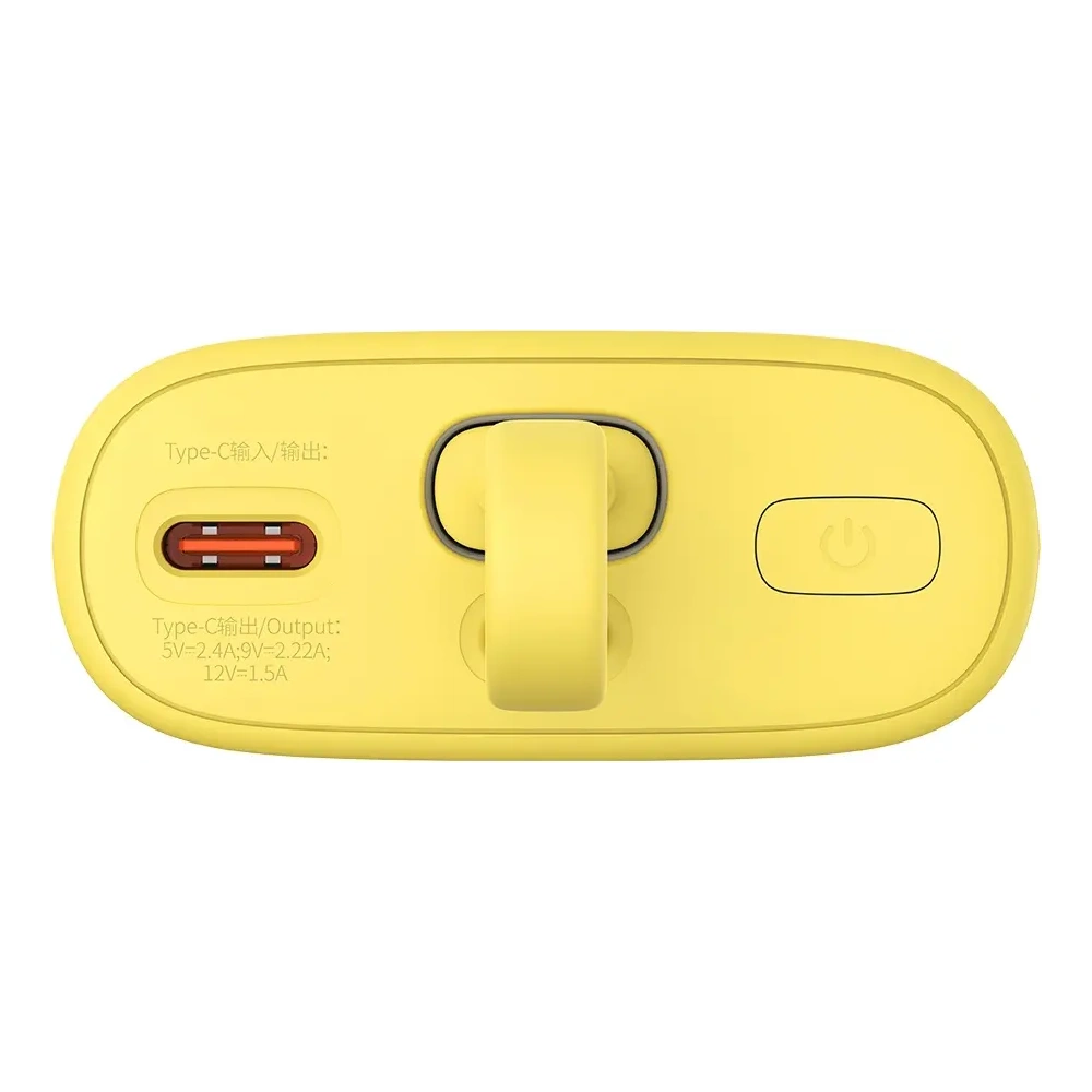 Powerbank Baseus Popsicle 5200mAh 20W z wbudowanym kablem Lightning + kabel Baseus Simple USB-C / USB-C 60W/20V/3A/30cm zółto-różowy