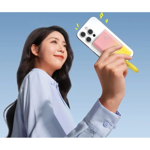 Powerbank Baseus Popsicle 5200mAh 20W z wbudowanym kablem Lightning + kabel Baseus Simple USB-C / USB-C 60W/20V/3A/30cm zółto-różowy