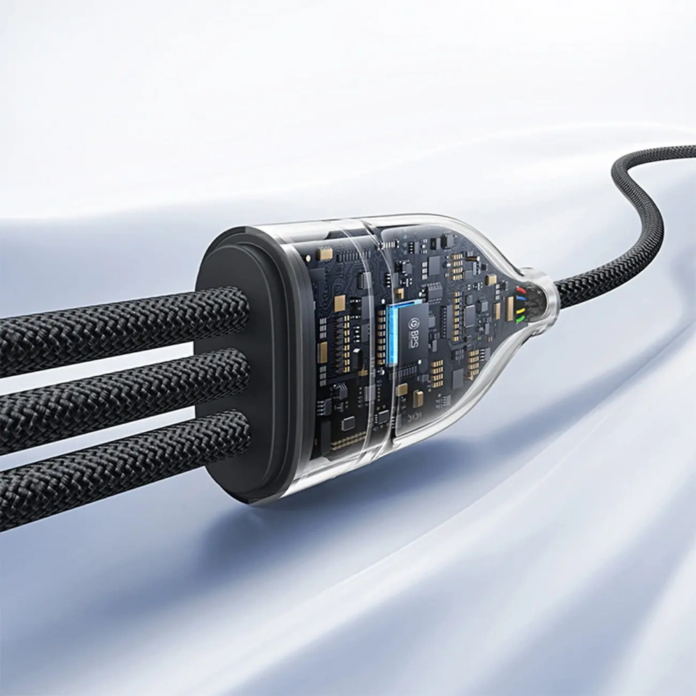 Kabel 3w1 Baseus Flash Series 3 USB-C / 2xUSB-C, Lightning 1.5m 100W czarny