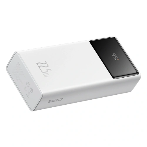 Powerbank Baseus EnerFill FP41 30000mAh 22.5W z kablem Baseus Simple USB-A / USB-C 3A 30cm biały