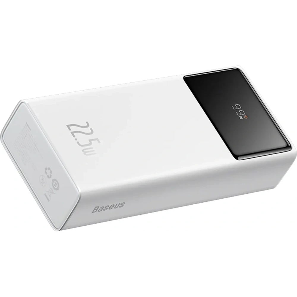 Powerbank Baseus EnerFill FP41 30000mAh 22.5W z kablem Baseus Simple USB-A / USB-C 3A 30cm biały