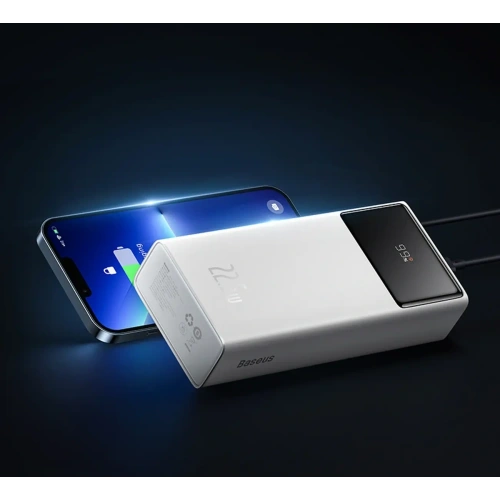 Powerbank Baseus EnerFill FP41 30000mAh 22.5W z kablem Baseus Simple USB-A / USB-C 3A 30cm biały