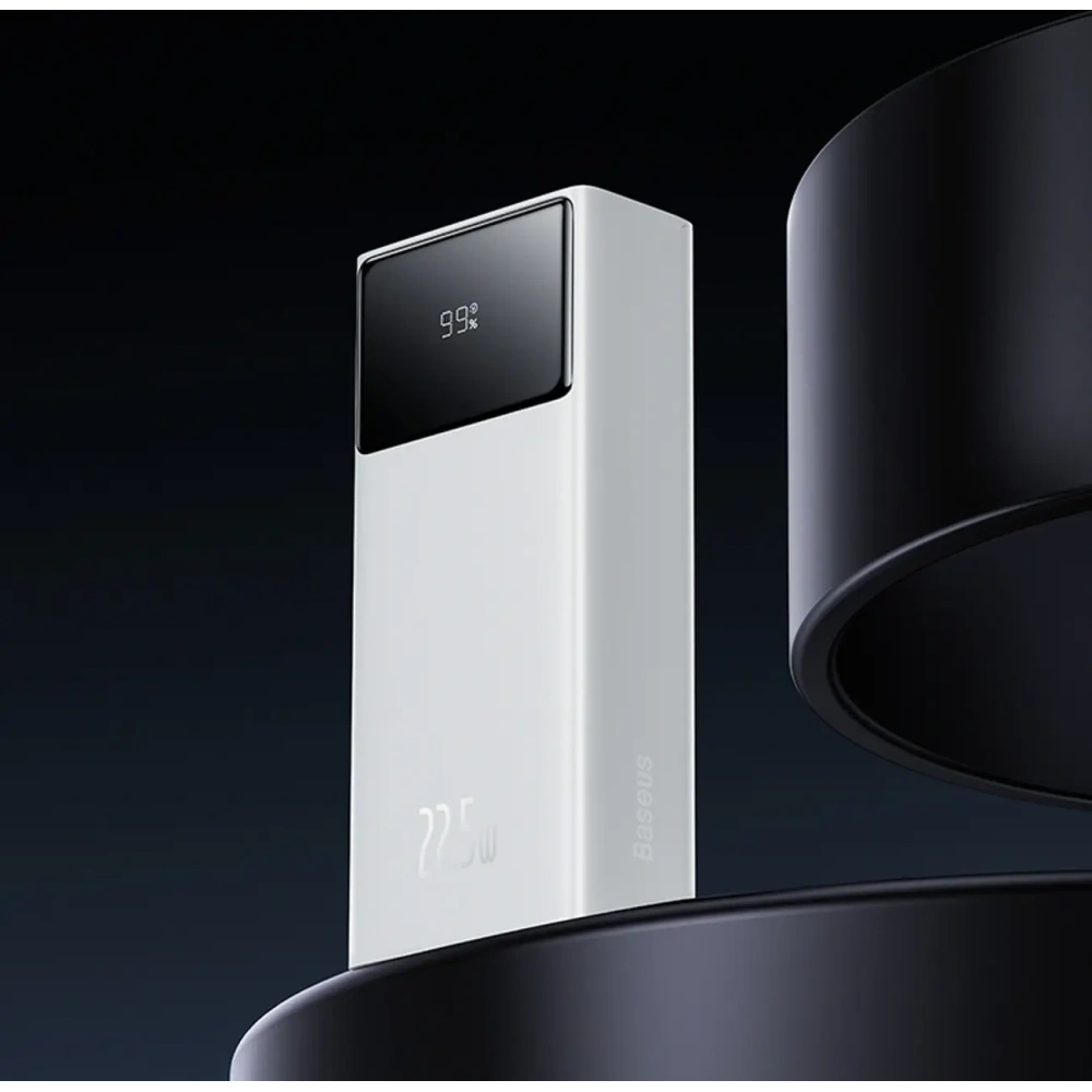 Powerbank Baseus EnerFill FP41 30000mAh 22.5W z kablem Baseus Simple USB-A / USB-C 3A 30cm biały