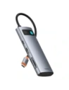 HUB Baseus Metal Gleam USB-C / HDMI 4K 60Hz, 3xUSB-A 3.0, USB-C PD, SD, microSD szary