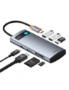 HUB Baseus Metal Gleam USB-C / HDMI 4K 60Hz, 3xUSB-A 3.0, USB-C PD, SD, microSD szary