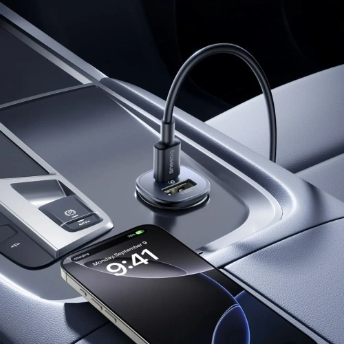 Ładowarka samochodowa Baseus GoTrip USB-A, USB-C 30W czarna
