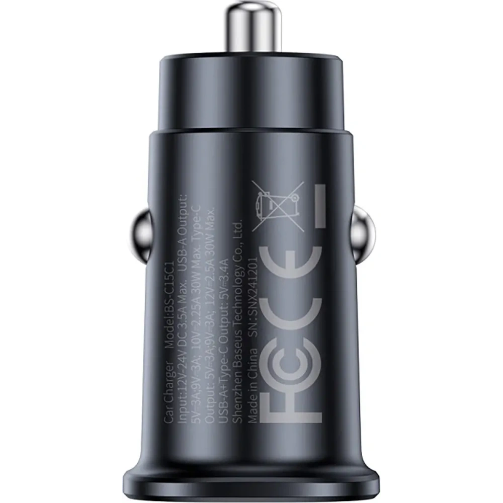 Ładowarka samochodowa Baseus GoTrip USB-A, USB-C 30W czarna