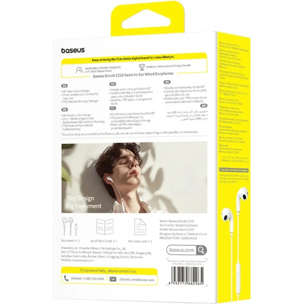 Słuchawki douszne Baseus Encok CZ19 USB-C białe