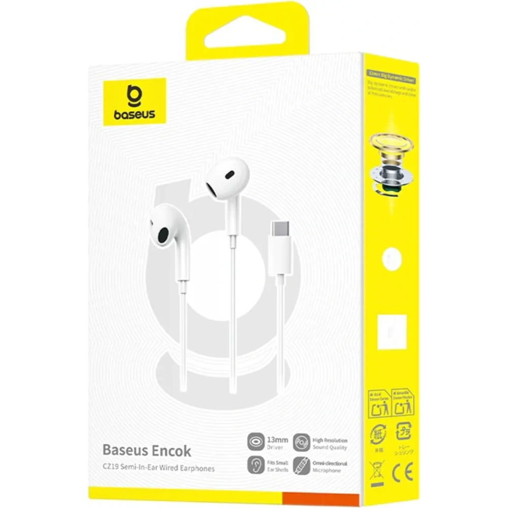 Słuchawki douszne Baseus Encok CZ19 USB-C białe