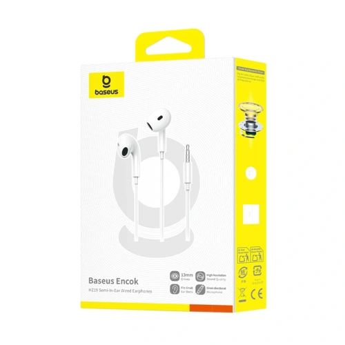 Słuchawki douszne Baseus Encok HZ19 mini jack 3.5mm białe