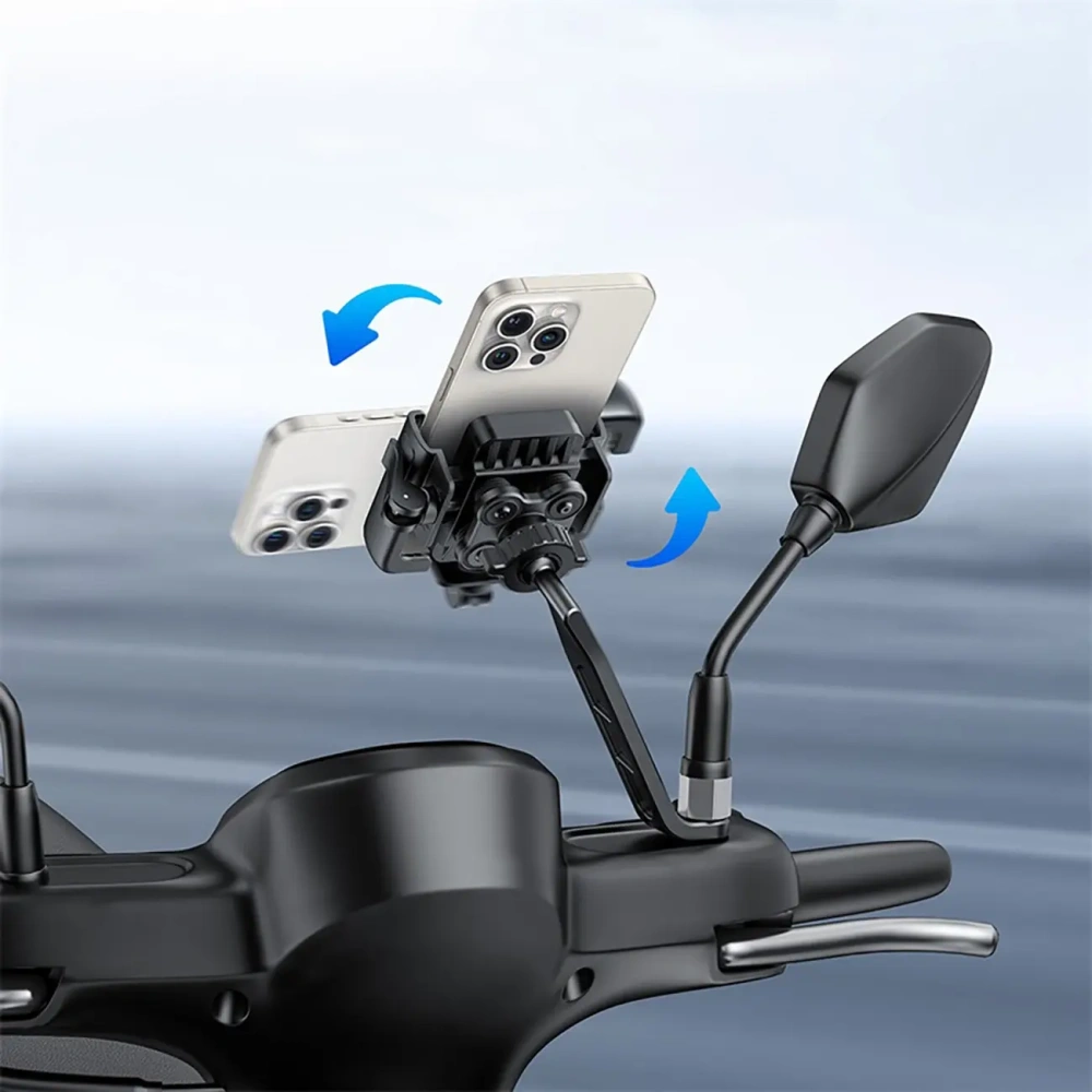 Uchwyt motocyklowy na telefon Baseus GoTrip do lusterka z amortyzacją czarny