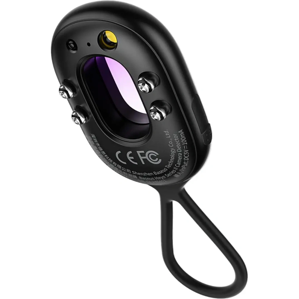 Wykrywacz ukrytych kamer Baseus Heyo Series II z alarmem i mini latarką + kabel Baseus Simple USB-A / USB-C czarny