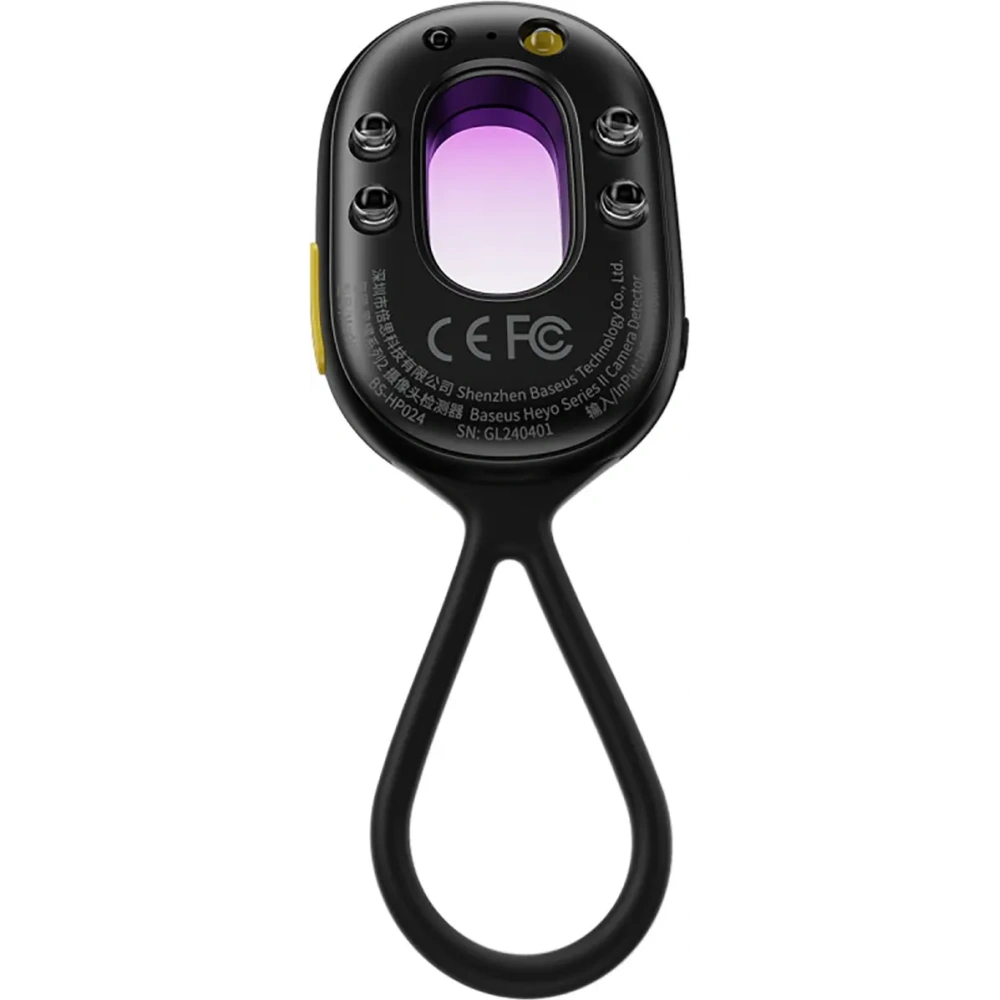 Wykrywacz ukrytych kamer Baseus Heyo Series II z alarmem i mini latarką + kabel Baseus Simple USB-A / USB-C czarny