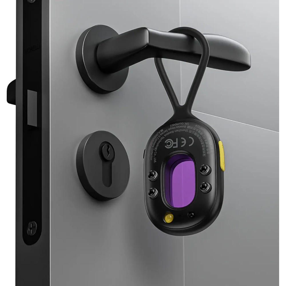 Wykrywacz ukrytych kamer Baseus Heyo Series II z alarmem i mini latarką + kabel Baseus Simple USB-A / USB-C czarny