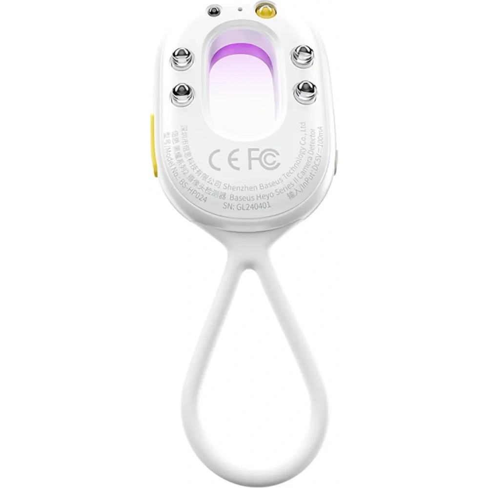 Wykrywacz ukrytych kamer Baseus Heyo Series II z alarmem i mini latarką + kabel Baseus Simple USB-A / USB-C biały