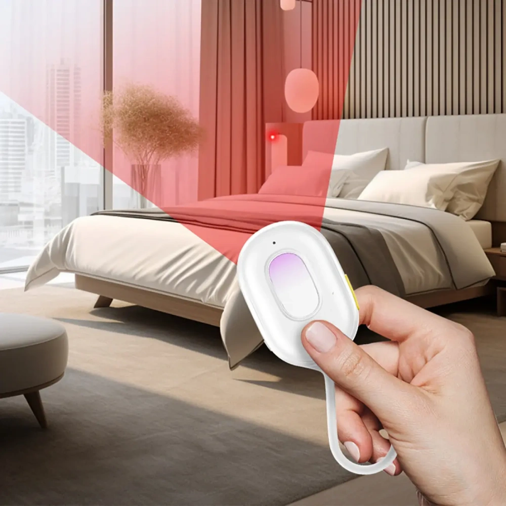 Wykrywacz ukrytych kamer Baseus Heyo Series II z alarmem i mini latarką + kabel Baseus Simple USB-A / USB-C biały