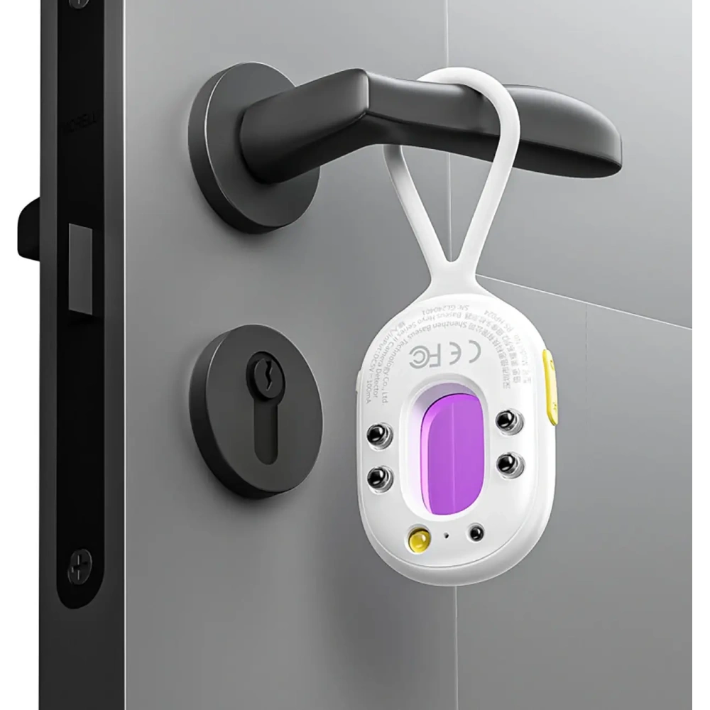 Wykrywacz ukrytych kamer Baseus Heyo Series II z alarmem i mini latarką + kabel Baseus Simple USB-A / USB-C biały