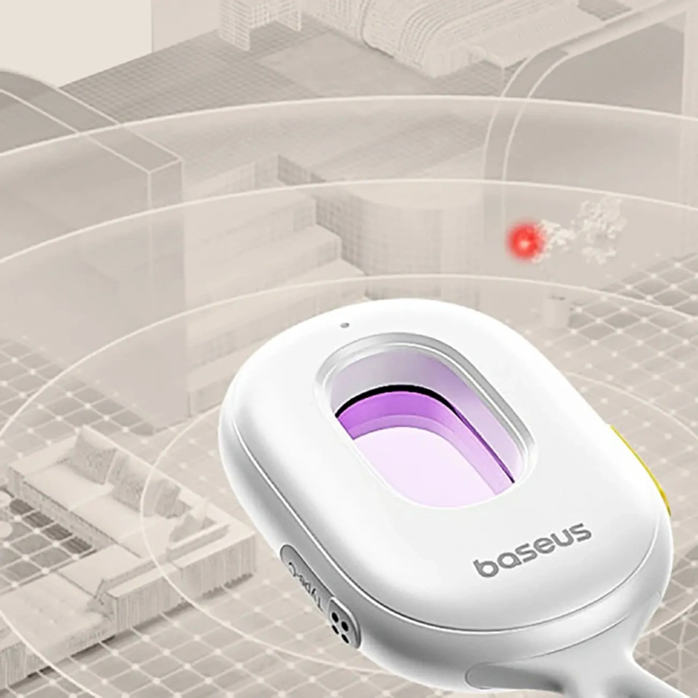 Wykrywacz ukrytych kamer Baseus Heyo Series II z alarmem i mini latarką + kabel Baseus Simple USB-A / USB-C biały