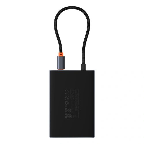 HUB Baseus PioneerJoy USB-C / HDMI 4K@60Hz, HDMI 4K@30Hz, DisplayPort 8K@30Hz, VGA, 2xUSB-A 3.0, 2xUSB-C szary