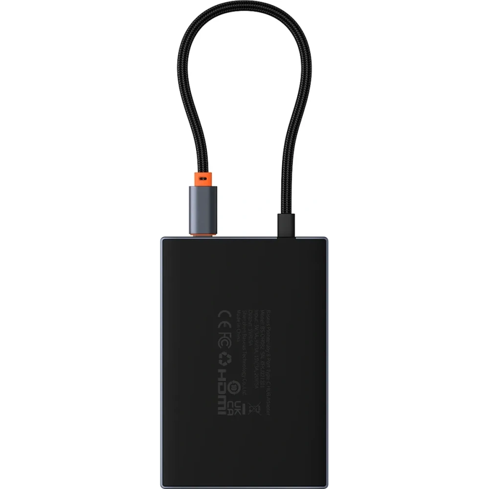 HUB Baseus PioneerJoy USB-C / HDMI 4K@60Hz, HDMI 4K@30Hz, DisplayPort 8K@30Hz, VGA, 2xUSB-A 3.0, 2xUSB-C szary