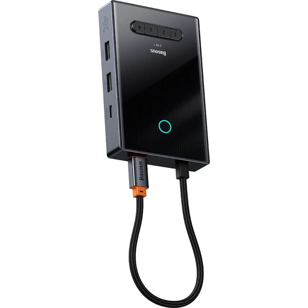 HUB Baseus PioneerJoy USB-C / HDMI 4K@60Hz, HDMI 4K@30Hz, DisplayPort 8K@30Hz, VGA, 2xUSB-A 3.0, 2xUSB-C szary