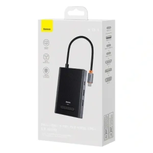 HUB Baseus PioneerJoy USB-C / HDMI 4K@60Hz, HDMI 4K@30Hz, DisplayPort 8K@30Hz, VGA, 2xUSB-A 3.0, 2xUSB-C szary