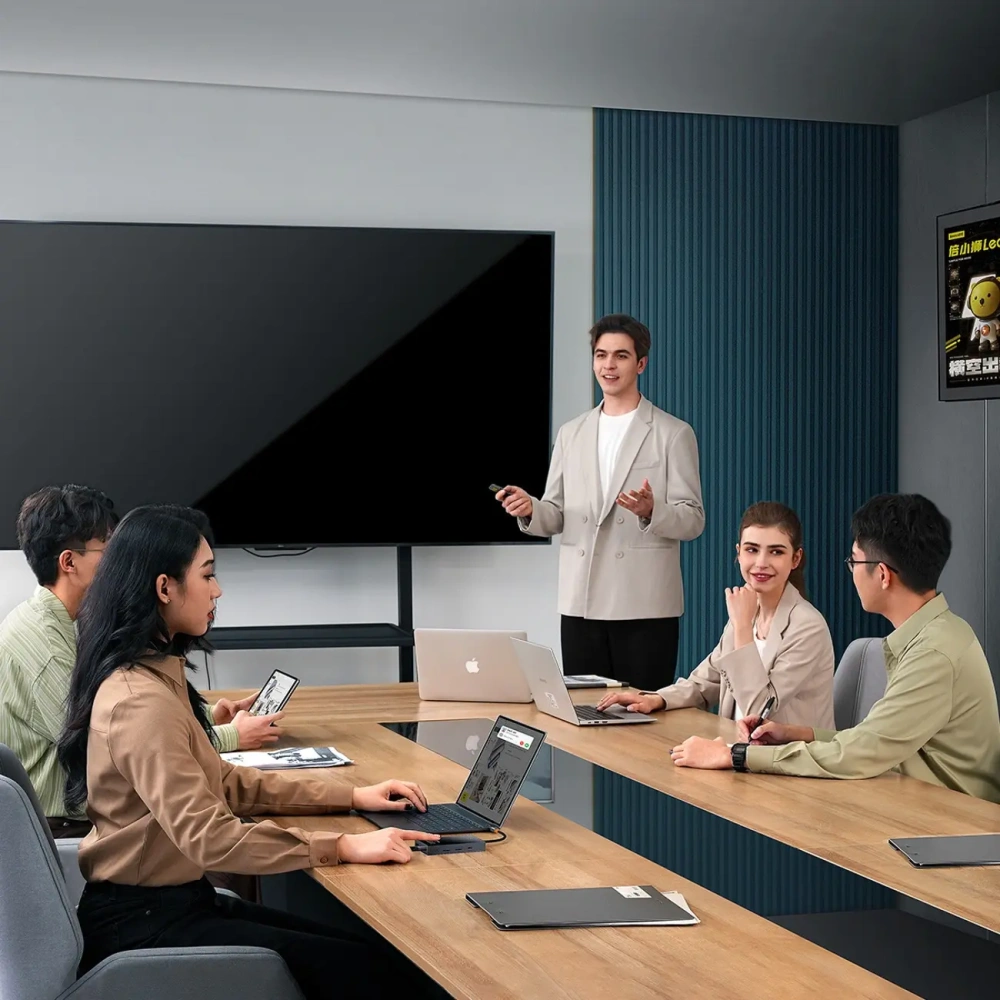 HUB Baseus PioneerJoy USB-C / HDMI 4K@60Hz, HDMI 4K@30Hz, DisplayPort 8K@30Hz, VGA, 2xUSB-A 3.0, 2xUSB-C szary