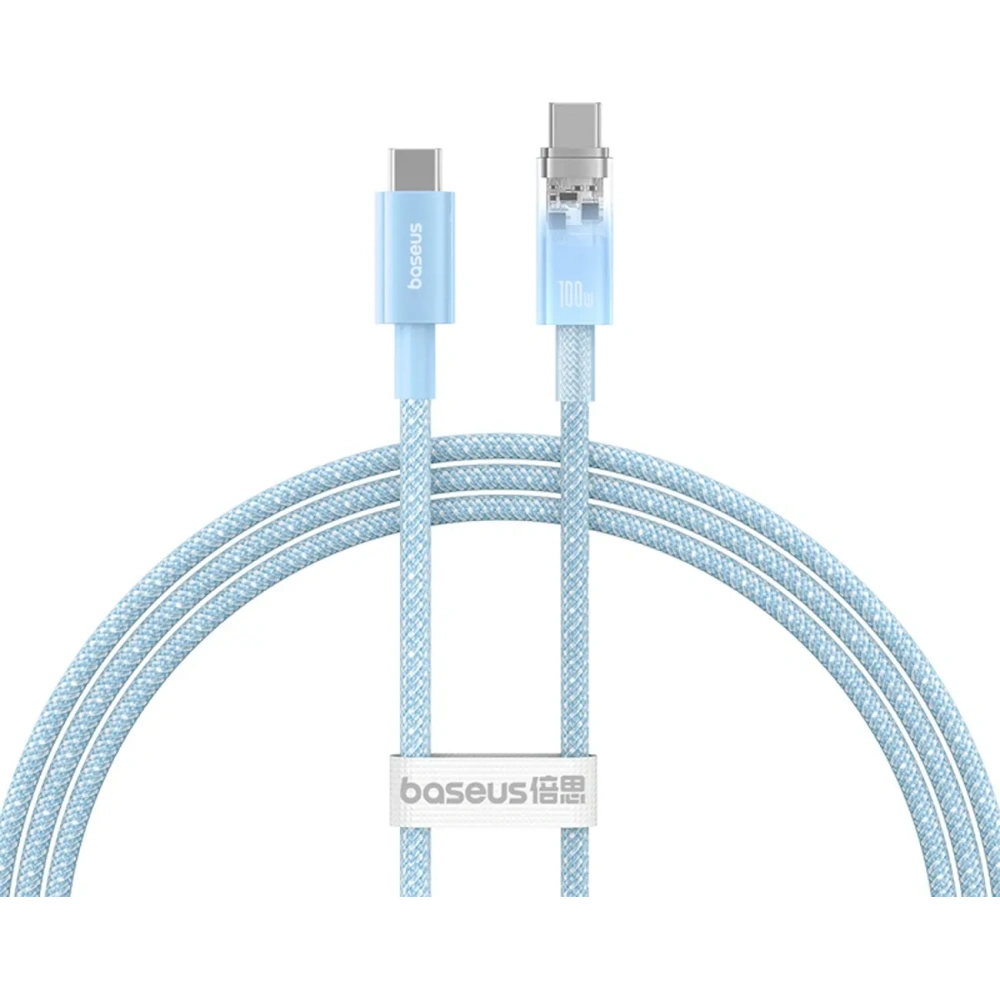 Kabel Baseus Explorer 100W USB-C - USB-C z inteligentnym czujnikiem temperatury 1m niebieski