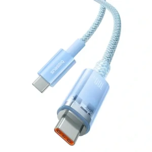 Kabel Baseus Explorer 100W USB-C - USB-C z inteligentnym czujnikiem temperatury 1m niebieski