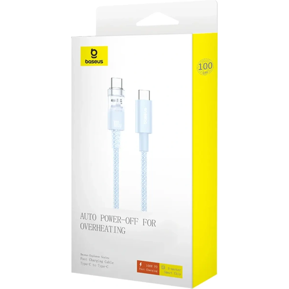 Kabel Baseus Explorer 100W USB-C - USB-C z inteligentnym czujnikiem temperatury 1m niebieski