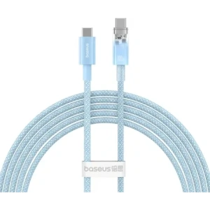 Kabel Baseus Explorer 100W USB-C - USB-C z inteligentnym czujnikiem temperatury 2m niebieski